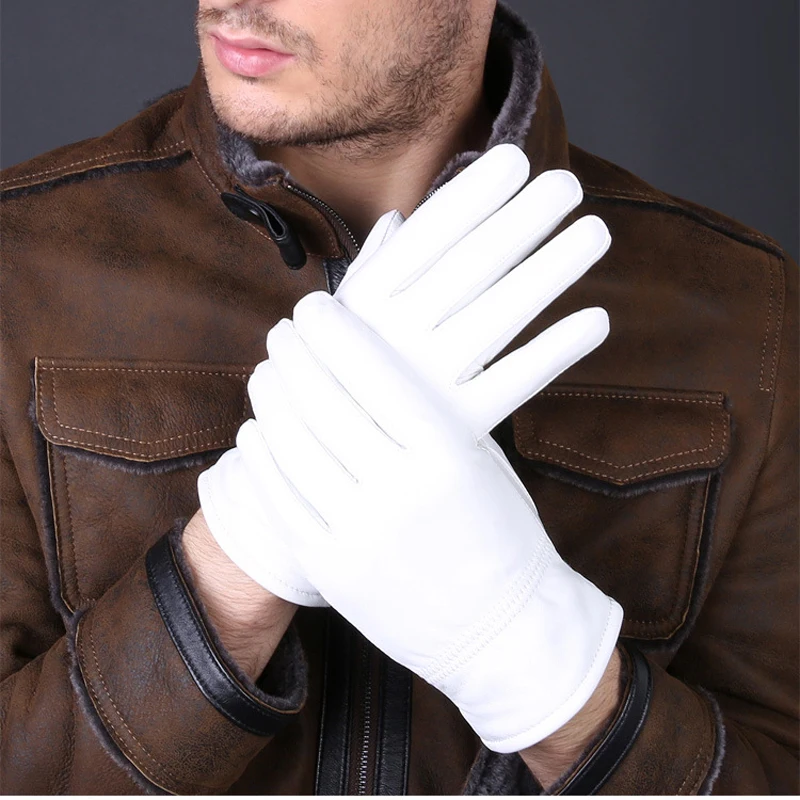 Leather Work Winter Gloves - 2025 Zimowe białe rękawiczki z prawdziwej