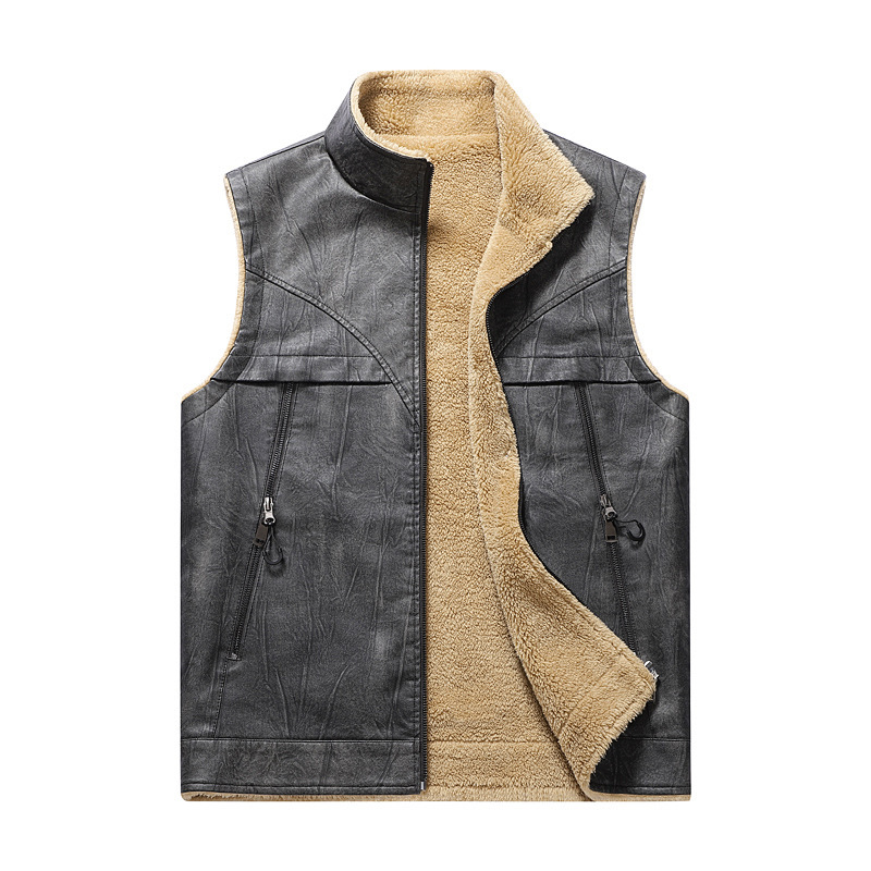 Leather Work Vest For Men - Nowa jesienno-zimowa kamizelka męska z pluszowej