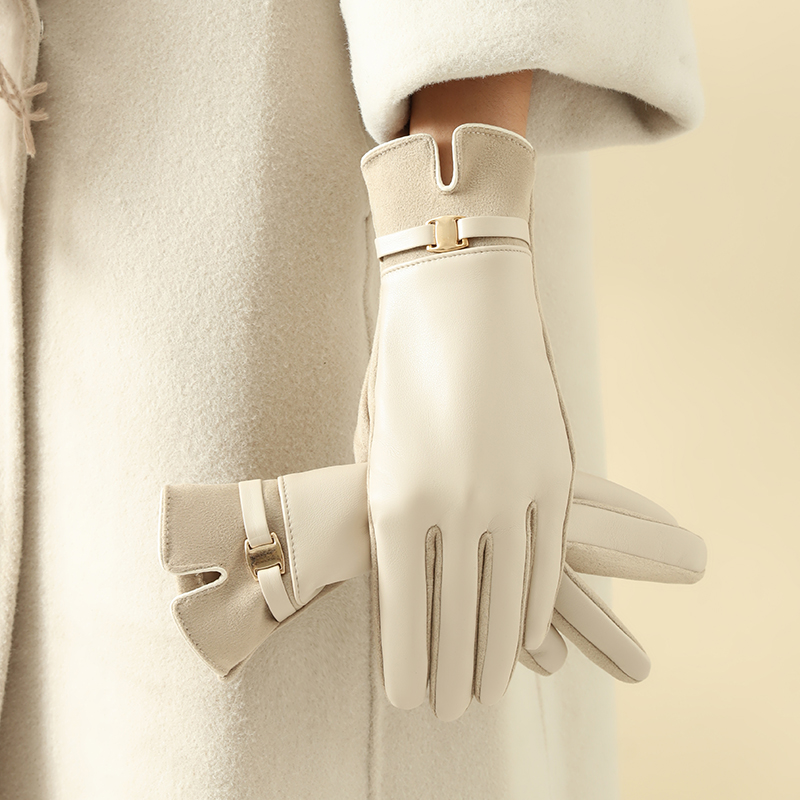 Leather Work Winter Gloves - 1 para rękawiczek damskich zimowych, ocieplane