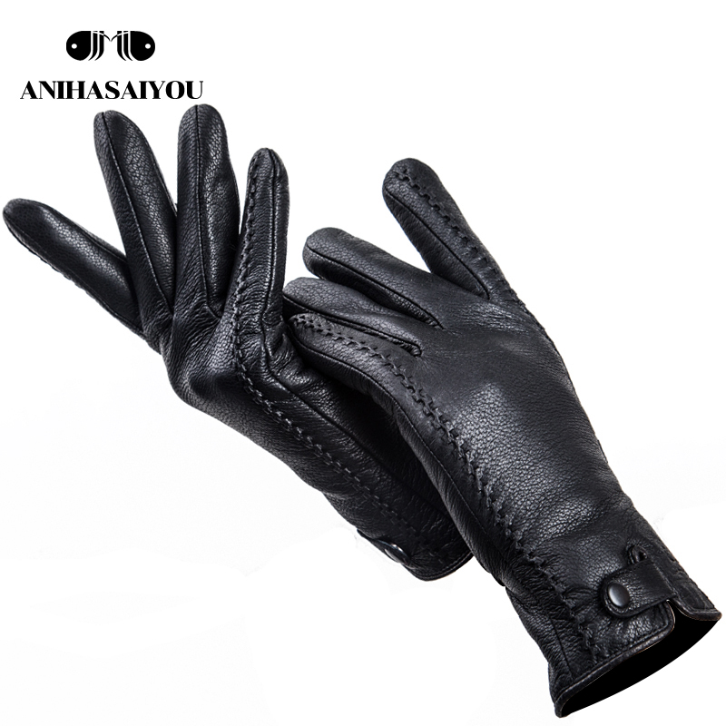 Leather Work Winter Gloves - Modne damskie rękawiczki ze skóry zamszowej,