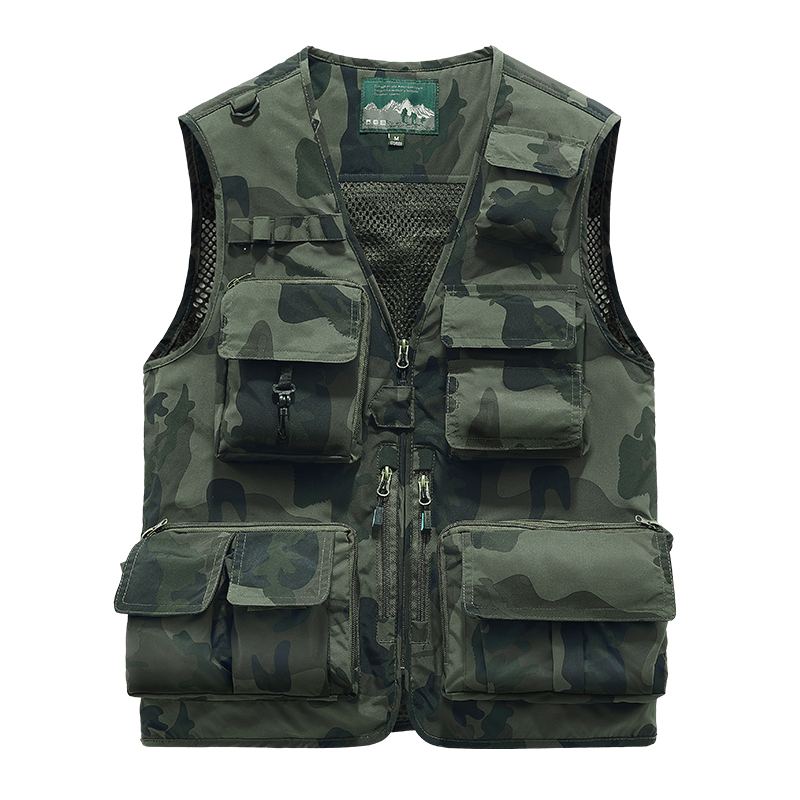 Leather Work Vest For Men - Haftowana kamizelka odzież wędkarska płaszcze rozrywka