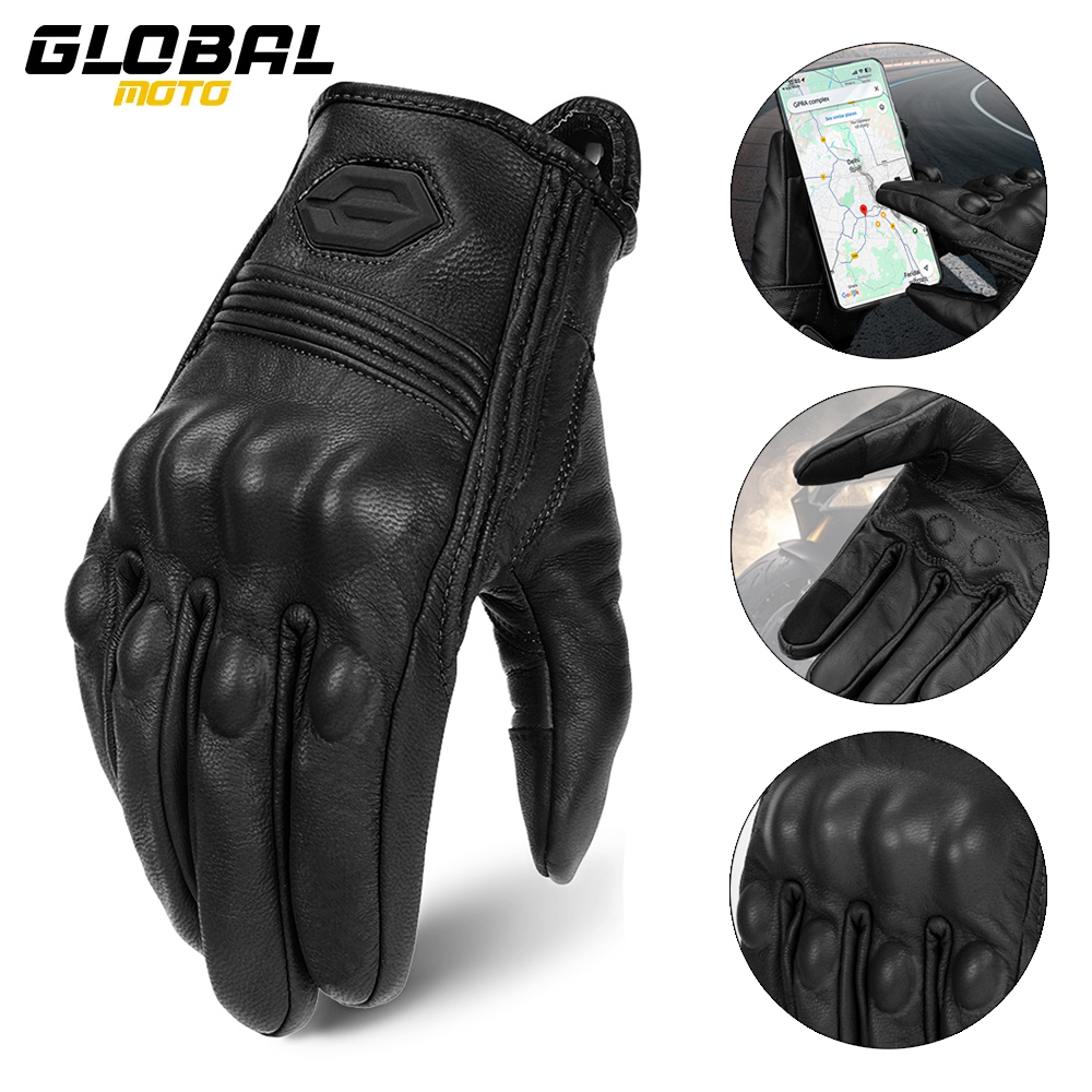 Leather Work Winter Gloves - Zimowe rękawice motocyklowe skórzane motocrossowe pełne