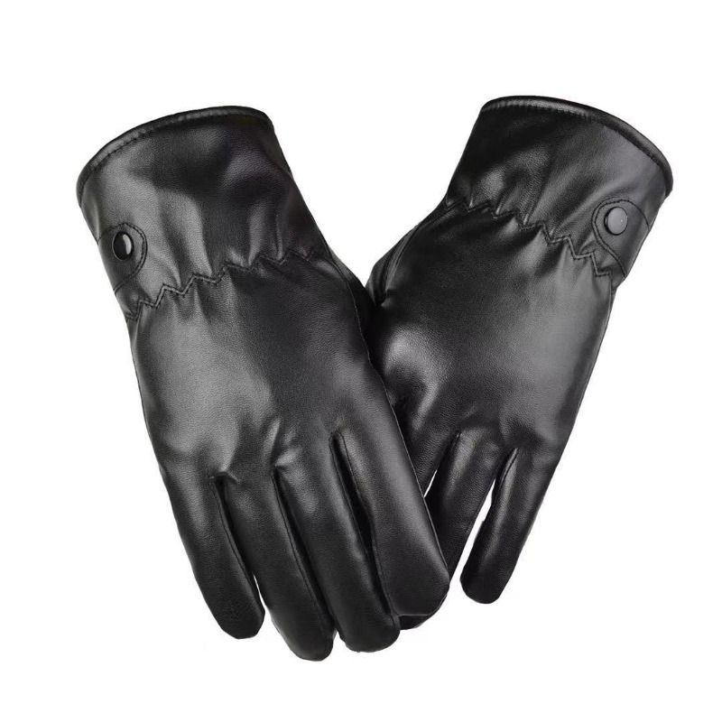 Leather Work Winter Gloves - Męskie rękawiczki zimowe z czarnej skóry