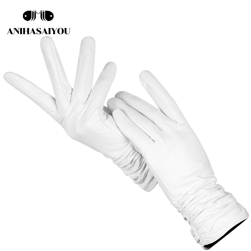 Leather Work Winter Gloves - Modne, wygodne białe rękawiczki z wysokiej