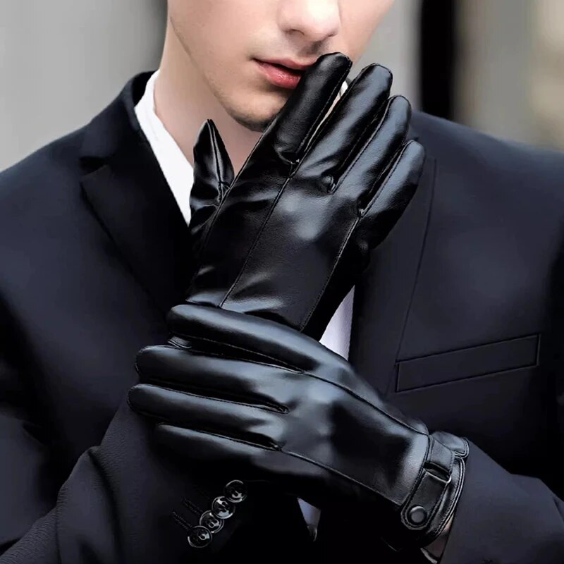 Leather Work Winter Gloves - Zimowe rękawiczki rowerowe Męskie motocyklowe zimowe