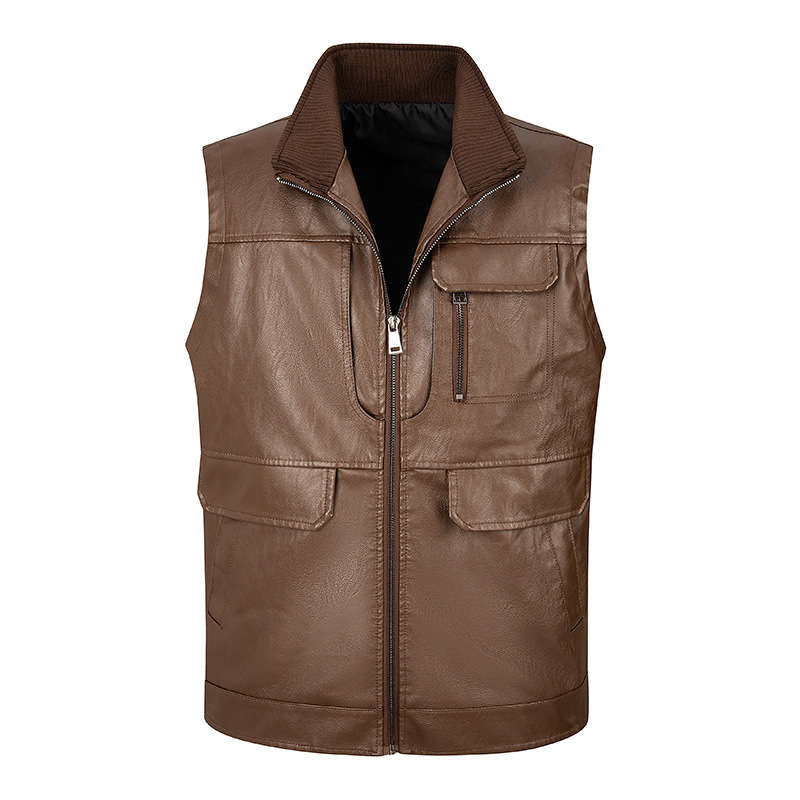 Męska skórzana kamizelka, cien – Leather Work Vest For Men recenzja i cena
