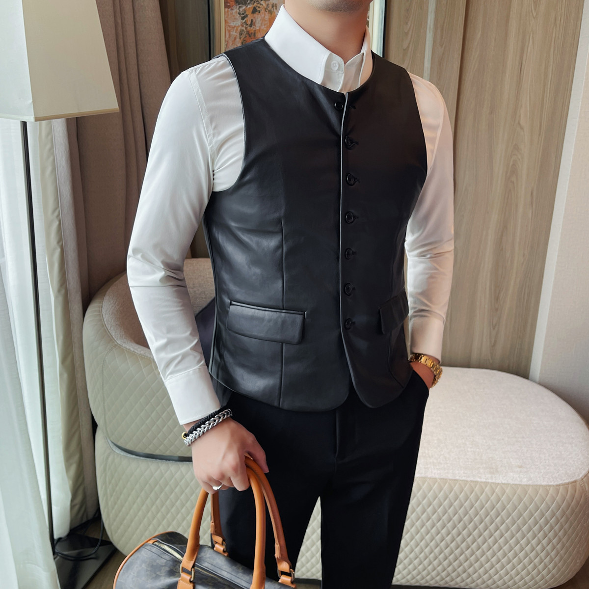 Męska kamizelka skórzana na je – Leather Work Vest For Men recenzja i cena